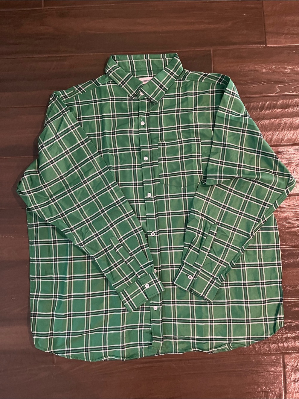 Men's 3X Green Plaid Long-Sleeve Button-Down Shirt